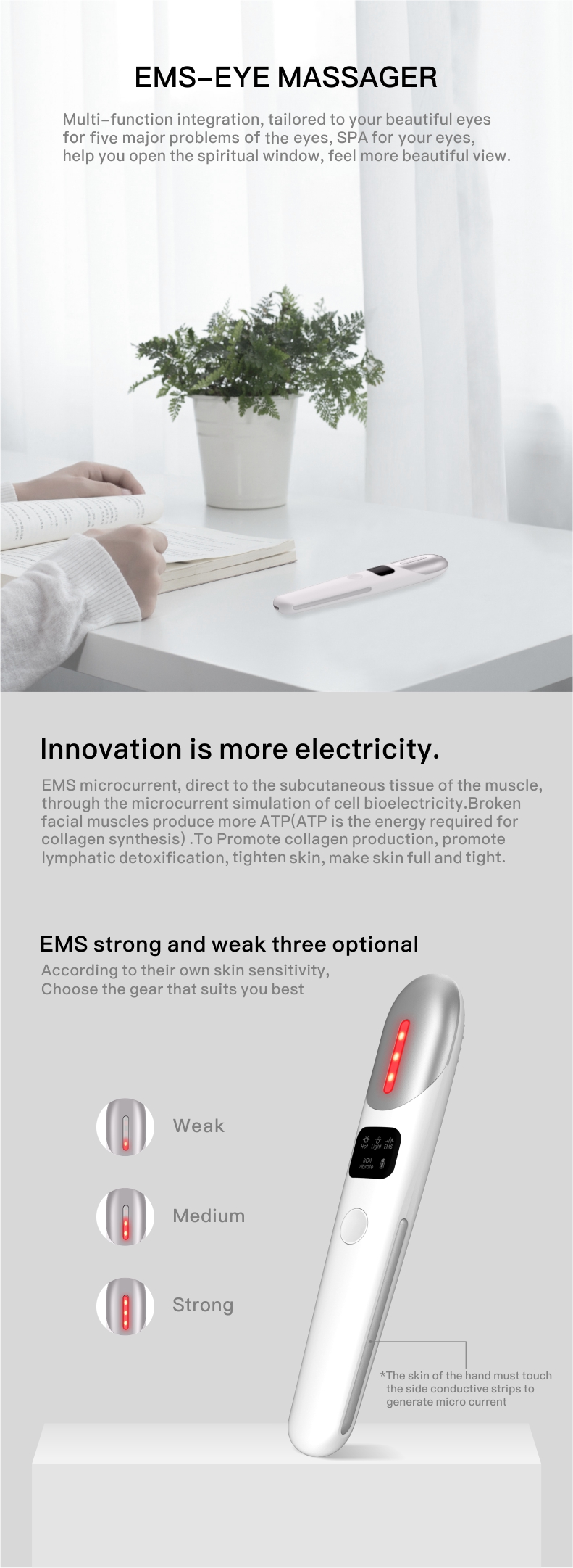 trending products 2021 new arrivals Mini Portable Eye Beauty Device Ems Electric Heating Eye Care Massager Pen