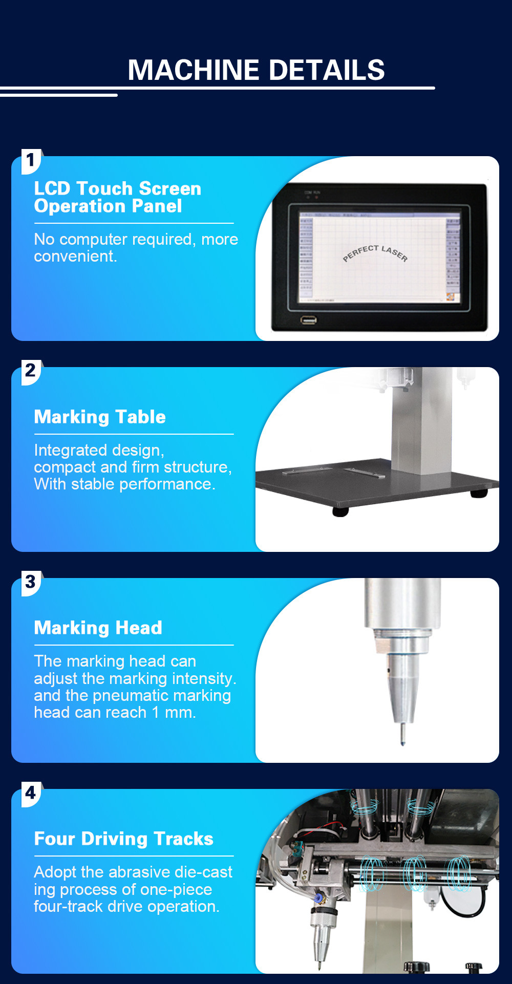 Smart Touch Desktop Dot Peen Pneumatic Metal Marking Machines Integrated