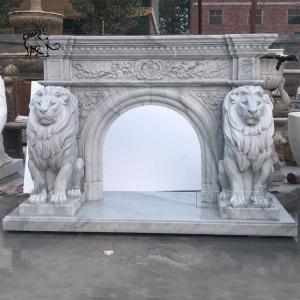 Wholesale Marble Lion Sculpture Stone Modern Garden Decoration Hand-carved White Life Size from china suppliers