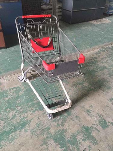 Coated Metal Steel Grocery Store Powder Shopping Trolley With 4 Wheel , SGS /