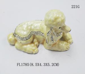 Wholesale Fashion metal alloy dog trinket Jewelry Box pewter white cute dog trinket Jewelry Box from china suppliers