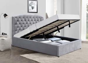 Wholesale Slatted Gas Lift Storage Bed Double King Size Unadjustable Fabric Upholstered Sleigh Bed from china suppliers