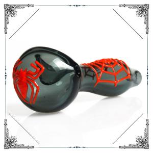 Wholesale Hand Blown Glass Smoking Pipe Luminous Spider and Web Pipe 10cm from china suppliers