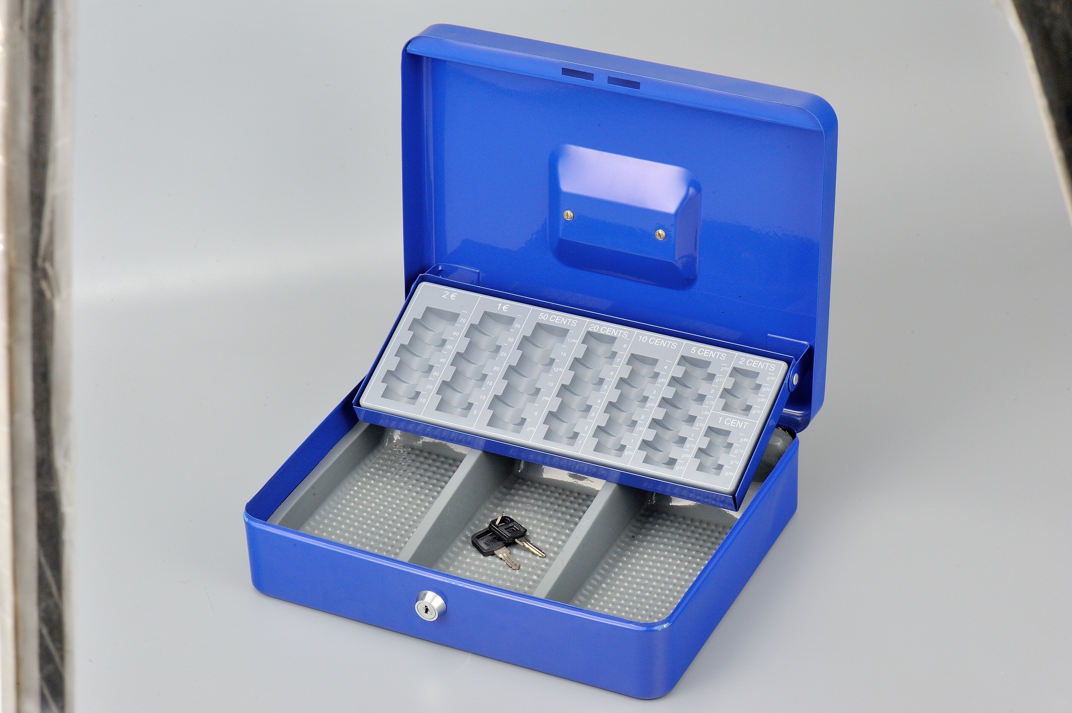 Home Powder Metal Cash BoxOffice Security With Removable Euro Coin Tray