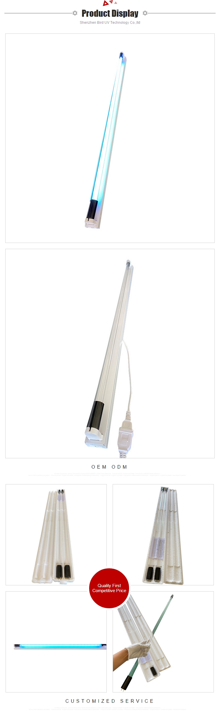 8000 HRS service life 254nm T8 UV Germicidal Lamp UVC Light