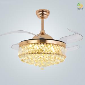 Wholesale Modern Luxury Invisible Crystal Ceiling Fan Light 42 Inch 4 Fan Blades For Dining Room from china suppliers
