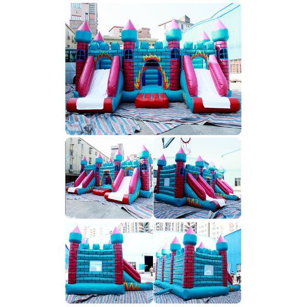 Flame Theme Inflatable Bouncy Castle Outdoor Inflatable Castle Slide Combo