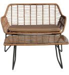 Garden Rattan Dining Table And Chairs Steel PE Rattan Woven Coffee Table Chair