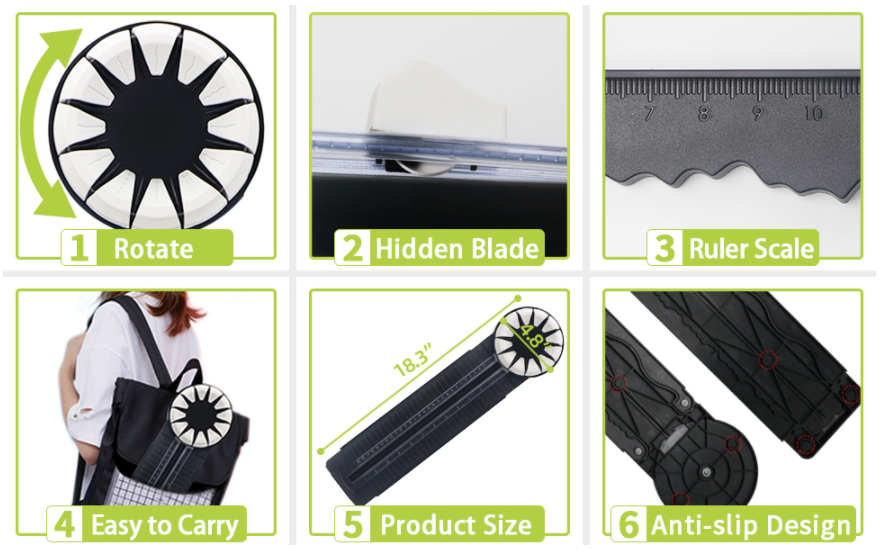 Manual 12 In 1 Mini Paper Trimmer Safe ABS Multifunctional DIY Hand Tool for Kids