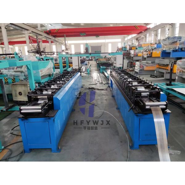Roll forming machine close-up view