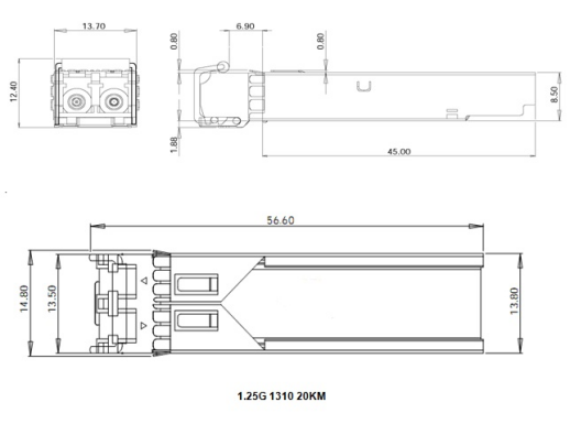 1.25G 850nm 550M GLC-SX-MMD 1000BASE LC DOM Optical Module