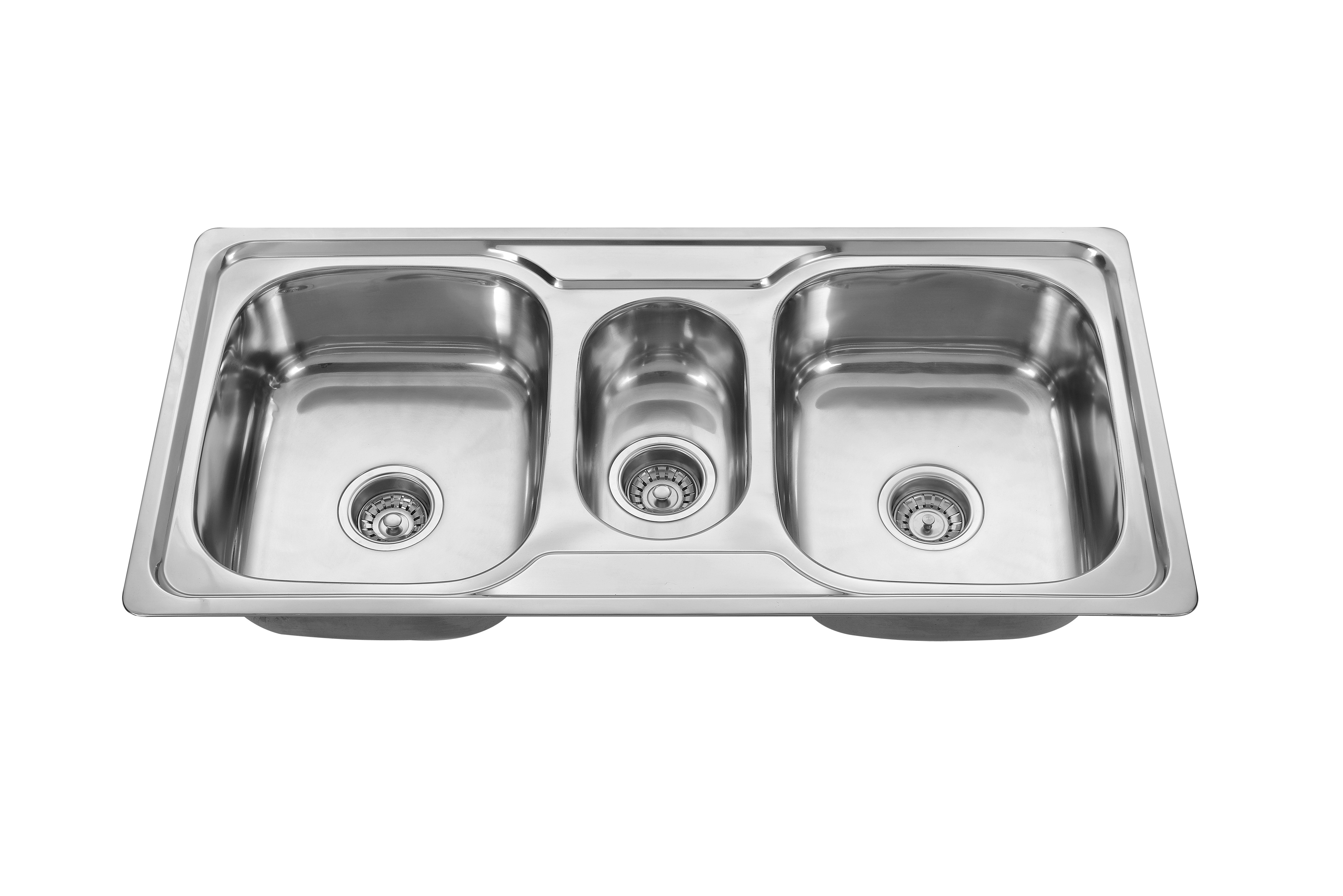 205mm Triple Stainless Steel Topmount Kitchen Sink Anti Corrosion