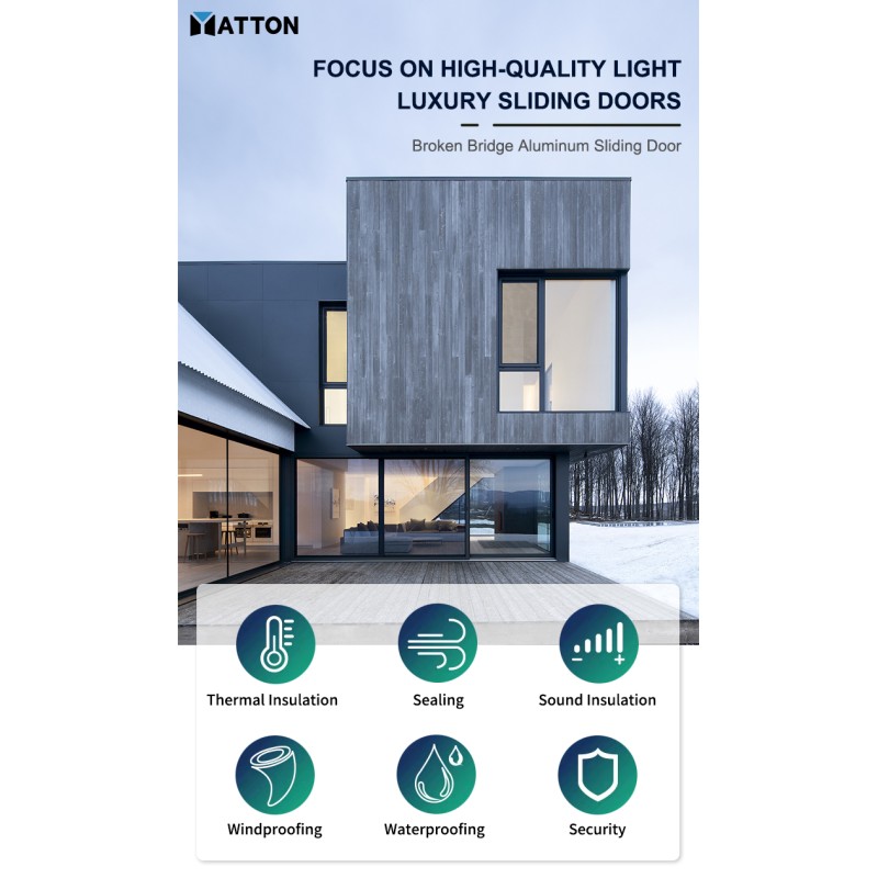 Interior Modern Sliding Door Stable Structure Easy Operation Windproof Waterproof Thermal Insulation Aluminum Material Long