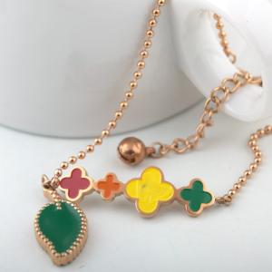 Wholesale Colorful Four Leaf Clover Bangel, Stainless Steel Chain, Rose Gold Bracelet from china suppliers