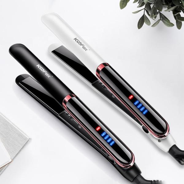 Ceramic Coated Plates Flat Iron Hair Straightener Electric Adjustable Temperatur
