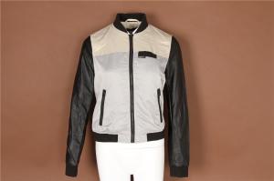Wholesale adies color-blocked jacket, Women's bomber jacket, Soft touch, PU sleeves from china suppliers