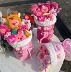 Adorable Pink Beaver Dolls Plush Flower Bouquet for Customer Requirements
