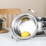 Multifunction Stackable Flat Bottom Kitchen Cooking Pot Set Stainless Steel