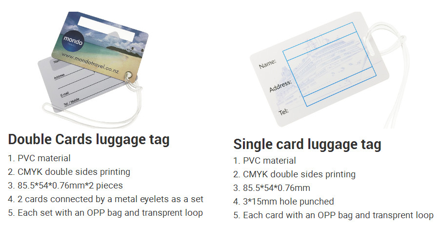 Glossy Luggage Name Tag / Custom Printed Luggage Tags With Transparent Loop