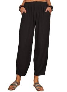 Wholesale Custom Clothing Women'S Solid Color Loose Linen Polyester Casual Long Pants from china suppliers