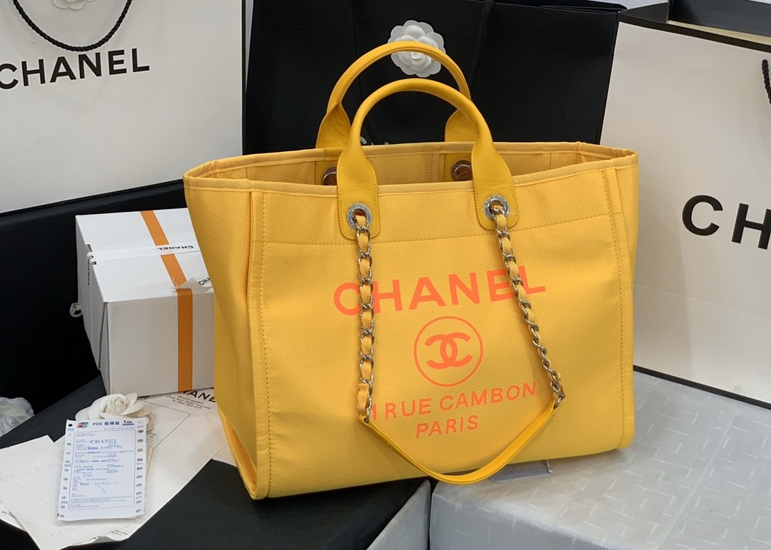 Yellow Beach Denim Luxury Canvas Bag For Travel Shopping