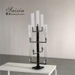 Black 6 Arm 9 Arm Crystal Candelabra Candle Holder Tall Square Shape 120CM