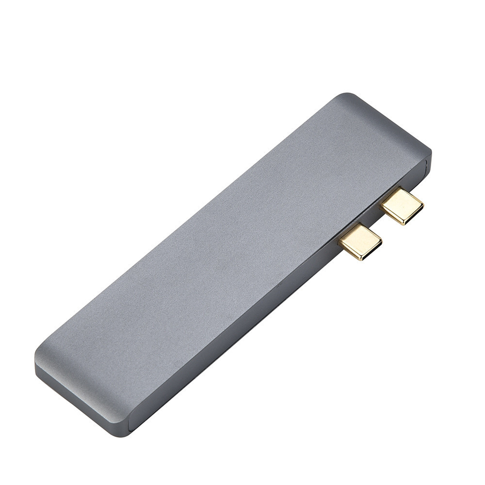 6 in 1 Multi-Port Dual Type C Adapter with USB-C Thunderbolt 3 PD and Data Transfer Port,2X USB 3.0 Ports,SD card reader