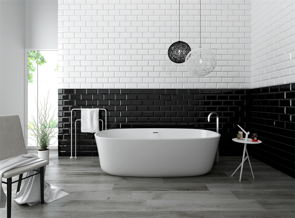 White And Black Basic Bread Tiles And Subway wall Tiles 75x152mm For Kitchen
