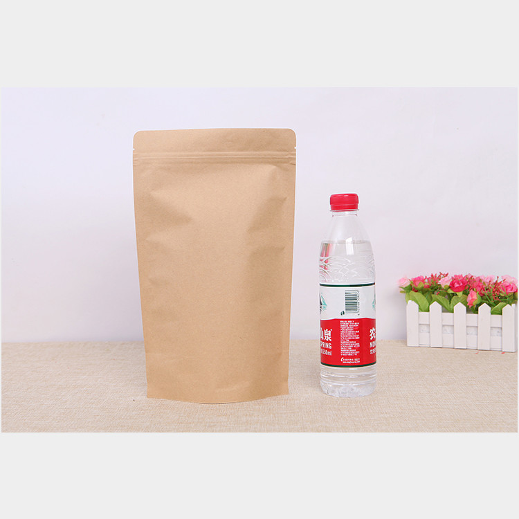 Low Price Stand-Up Kraft Paper Zipper Pouch Bag With Clear Window