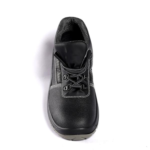 Steel Toe Work Footwear PU Sole Embossed Cow Leather Mesh Upper Leatest Safety Shoes