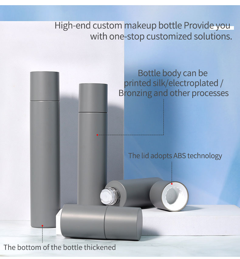 Cylinder Round Plastic Bottles 60ml 100ml 120ml Gray Cylinder Bottles With Caps