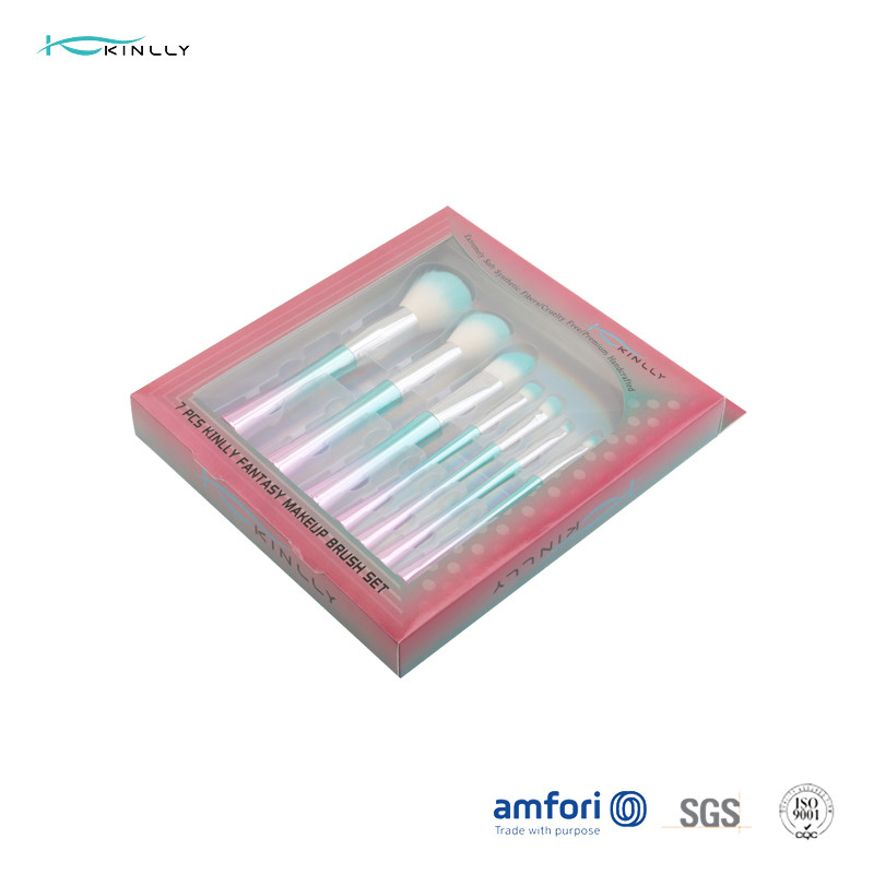 Electroplated Plastic Handle 7pcs Makeup Brush Gift Set