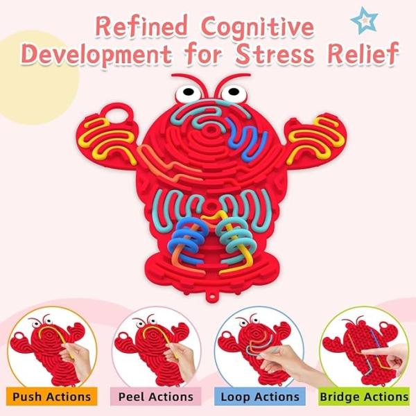 6 Colors Silicone Fidget Toy for Calming Focus and Stress Relief Sensory Activity Board