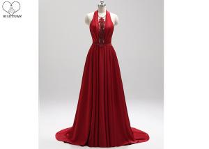 Wholesale Red Long Tail Stunning Ball Gown Dresses Stretch Fabric Special Hang Neck from china suppliers