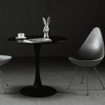 29inch Height Tulip Style Dining Table / Plywood Top Round Black Coffee Table