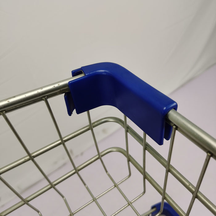 Public Service Shopping Basket Trolley Metal Double Basket Shopping Cart Galvanized Printed Logo