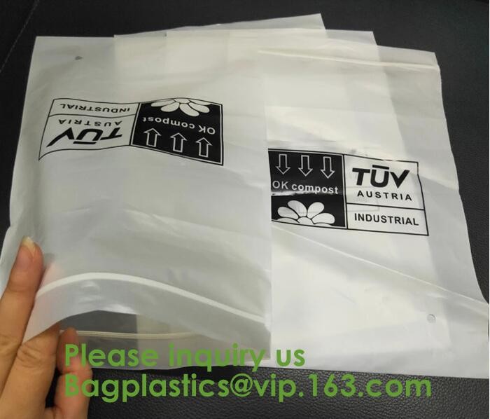 PLA compostable Clear poly custom printed plastic k bags,APPAREL Dress k Bag,garment packaging bag, bagease