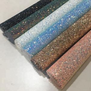 Wholesale Waterproof Woven Backing chunky Glitter Faux Leather Fabric Black Glitter Fabric from china suppliers
