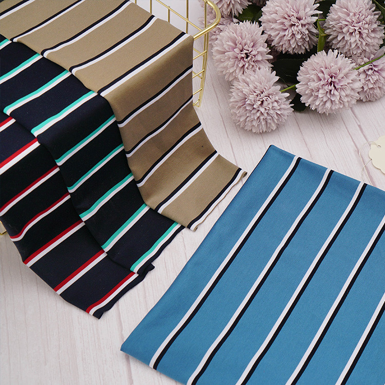 Summer Mercerized Cotton Fabric 200g 170cm Breathable Striped Shirt Material