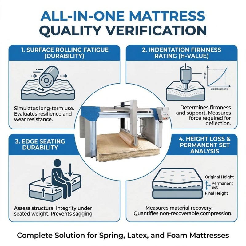 Automatic Mattress Comprehensive Durability Tester for Rolling and Edge Fatigue Test with PLC Control