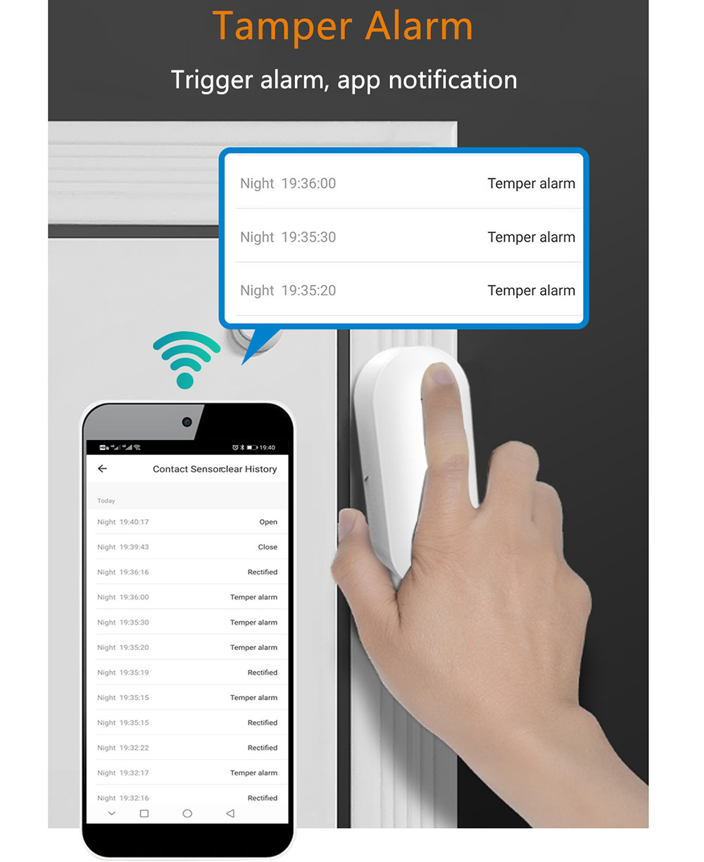 Tuya Smart App Notification Remote Control Wifi Magnetic Door Sensor