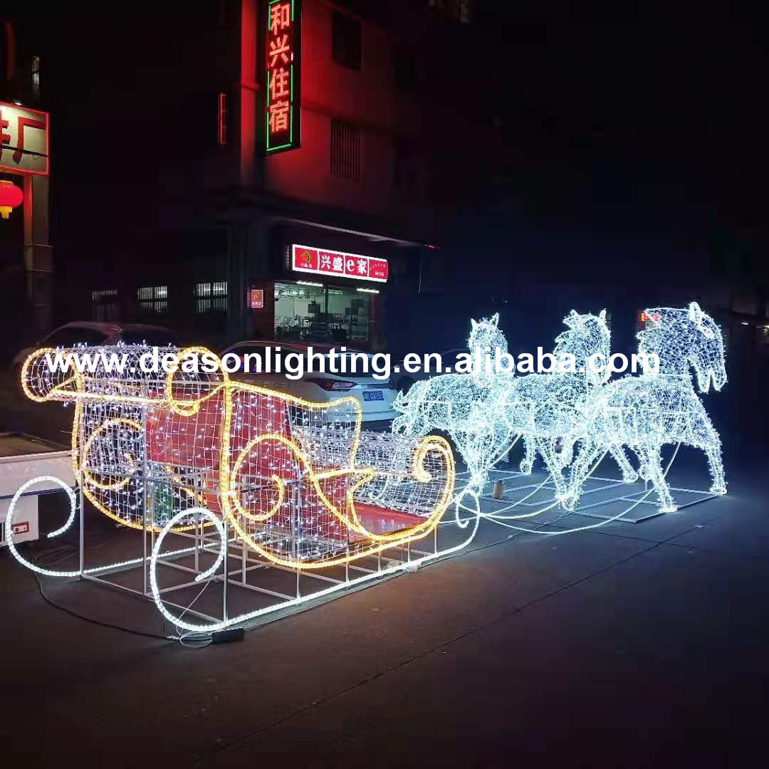 christmas horse lighted carriage