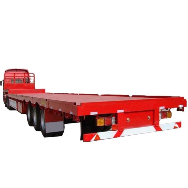 3 Axle Lowbed Truck Low Bed Flatbed Semi Trailer for Transporting Cargo and