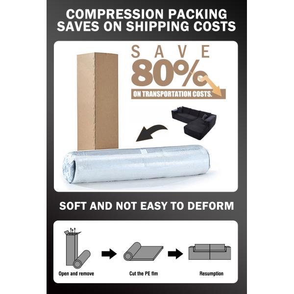 High Quality Modern L-Shape Sectional Sofa Comfortable Corduroy Fluffy Design Vacuum Compressed Comfy Living Room Furniture Set