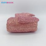 Minibook Bowknot Crystal Evening Bags Fashion Handbag Rhinestone Bow PU Metal