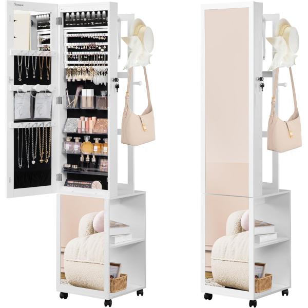 Wood Full Length Mirror Cabinet Frameless Mirror Jewelry Cabinet Modern