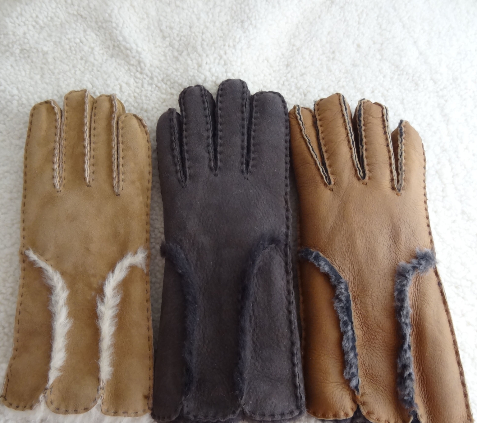 Genuine leather gloves fur gloves winter double face shearing gloves