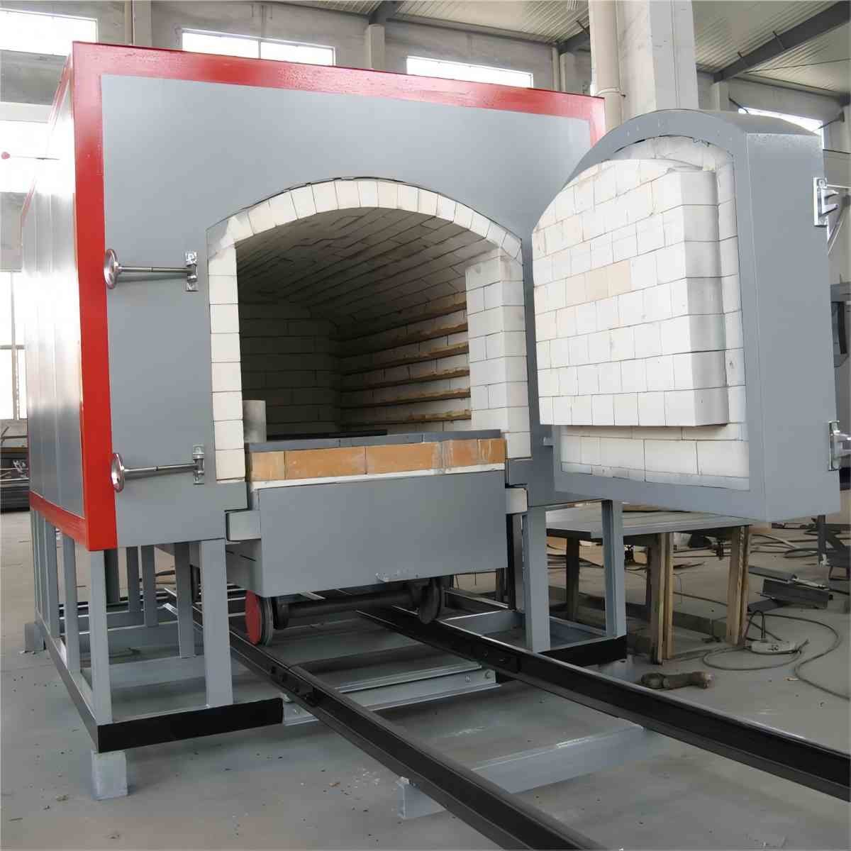 Air Atmosphere Alloy Parts Treating Batch Industrial Furnace With A Fixed Hearth And A Bottom Trolley