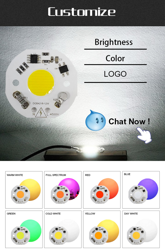 Customized COB Smart LED Module 12W Driver Free Linear For Spotlights