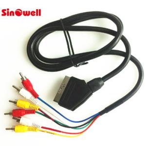 Wholesale RGB Combination Scart Male To 6 RCA Audio Cable , Scart Component Cable from china suppliers